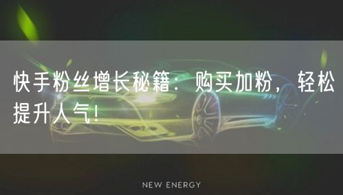 快手粉丝增长秘籍：购买加粉，轻松提升人气！